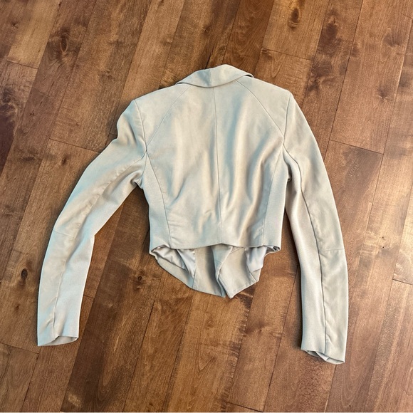 Alice + Olivia Cream Open Front Goat Leather Harvey Suede Crop Jacket XS - Picture 9 of 9